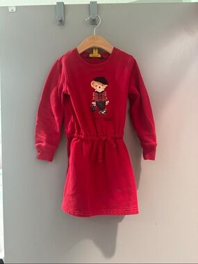Polo by Ralph Lauren Red Bear Sweatshirt Dress for Kids